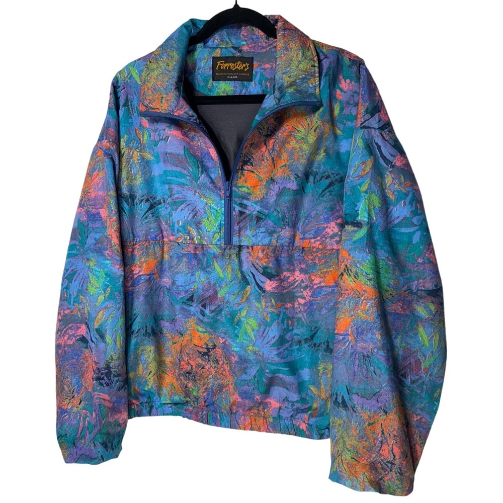 Forrester's Portland‎ OR Vintage 90s Abstract Floral Windbreaker Unisex Size XL